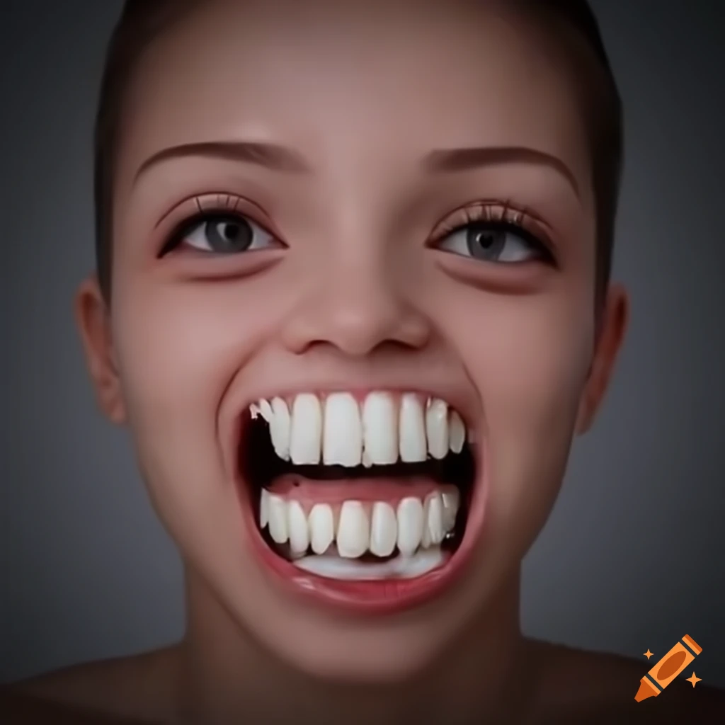 Close-up of a realistic anime mouth with healthy teeth on Craiyon