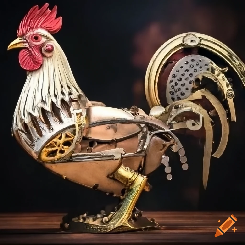 mechanical rooster in steampunk style