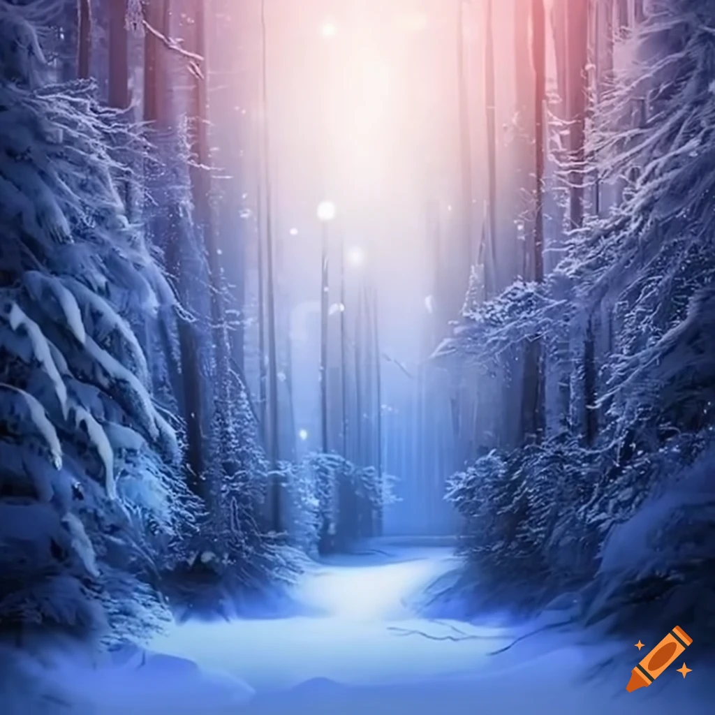 winter forest with sparkling lights