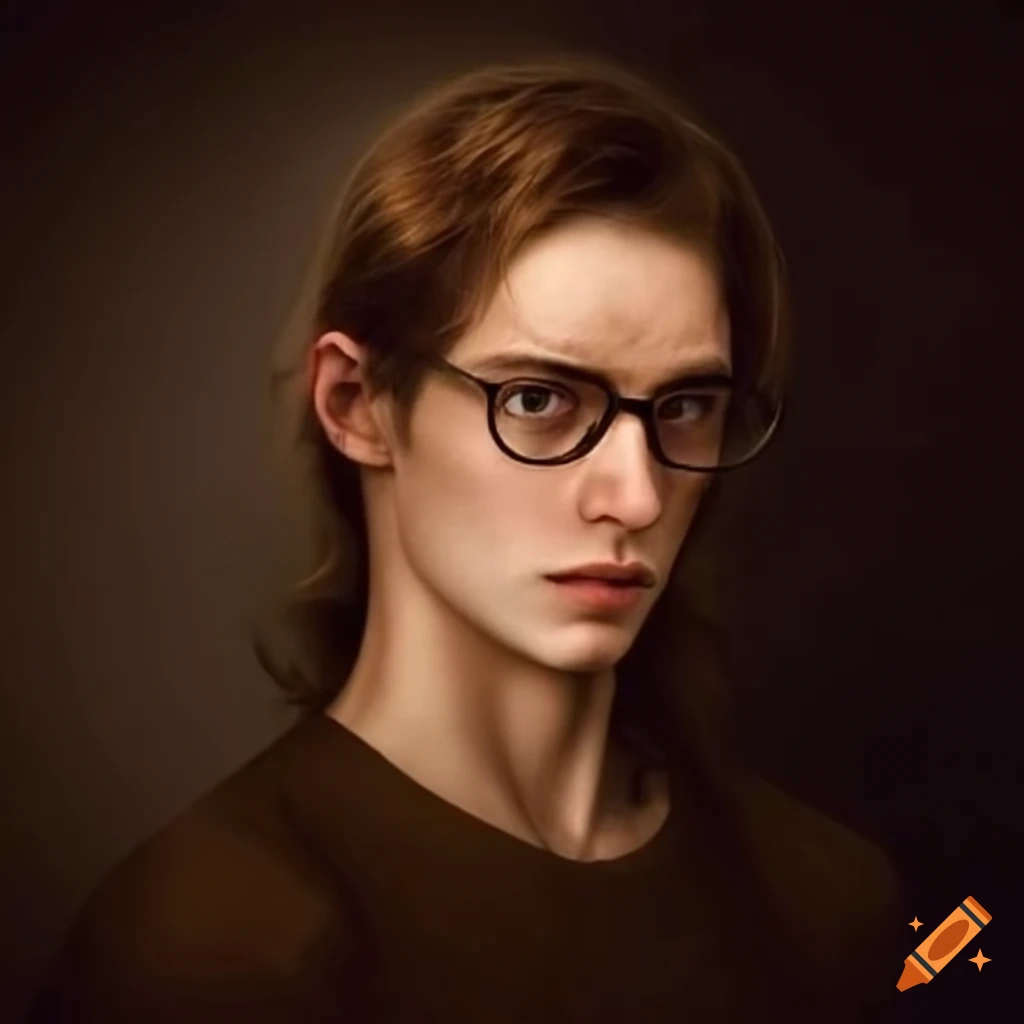 portrait of a stylish young man with glasses and long hair