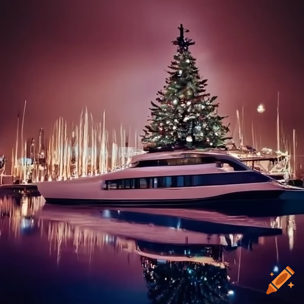 Luxurious yacht decorated for christmas on Craiyon