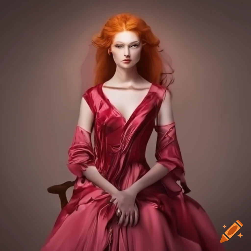captivating portrait of a red-haired queen