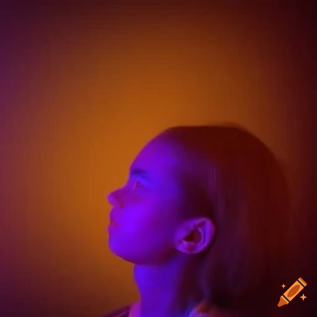 Stunning portrait of a teenager with purple and orange background