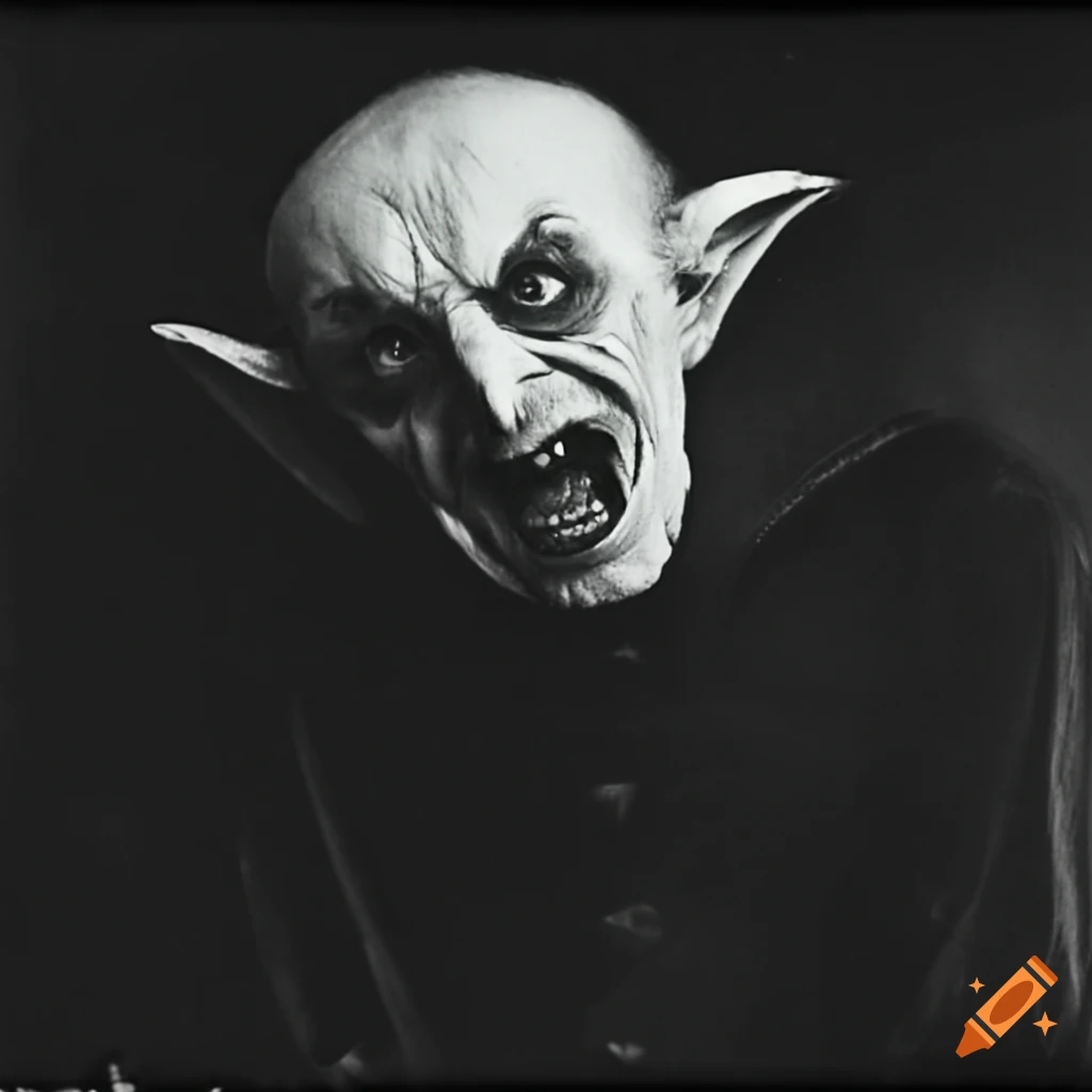 Black and white image of nosferatu vampire on Craiyon