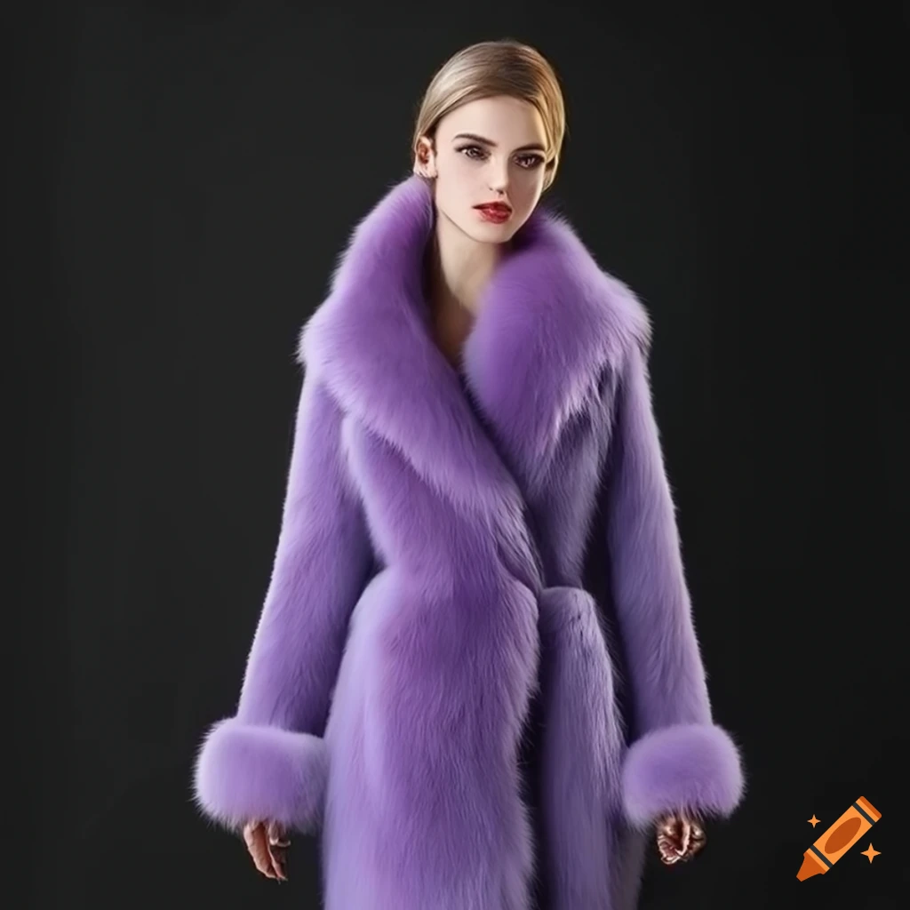 Floor length colourful fur coat for women