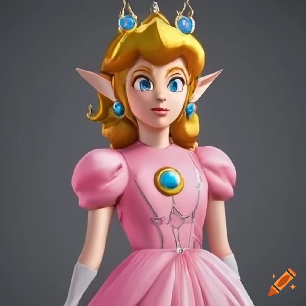 Link cosplay as princess peach in a pink silk ballgown