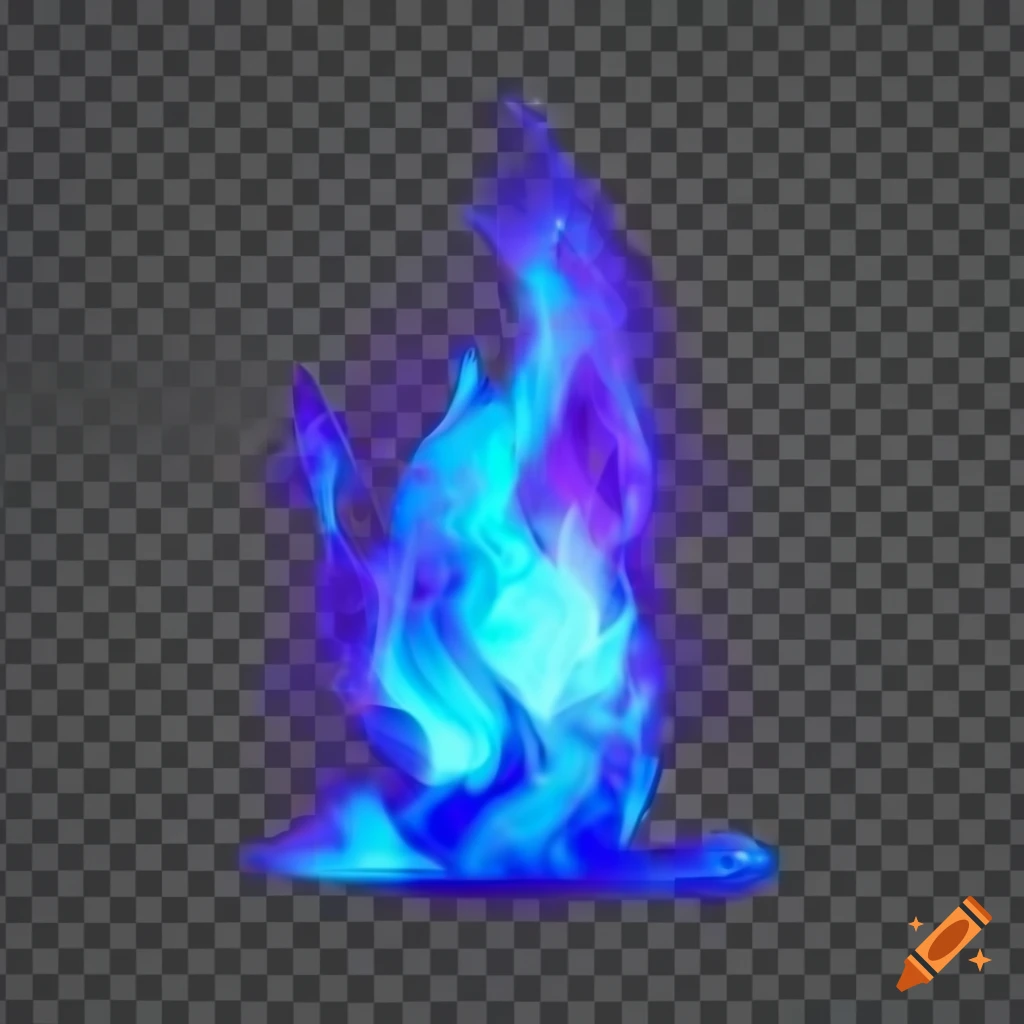 vibrant blue fire icon on transparent background