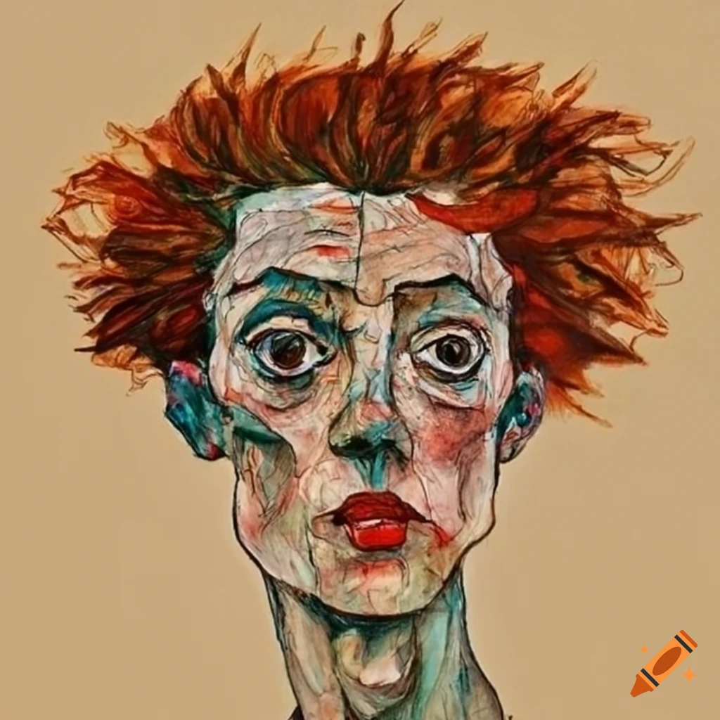 animals portrayed in the style of Egon Schiele