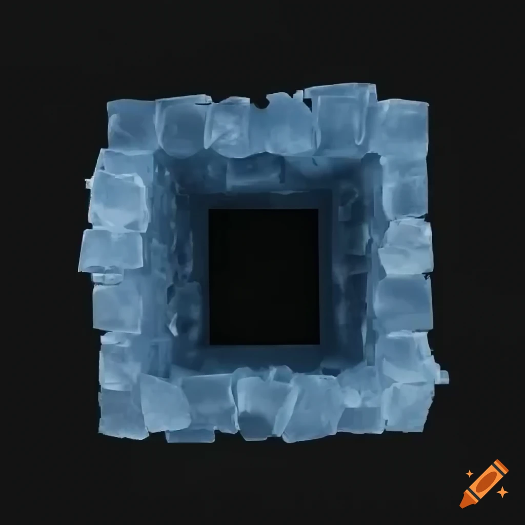 Ice block wall in a dark background