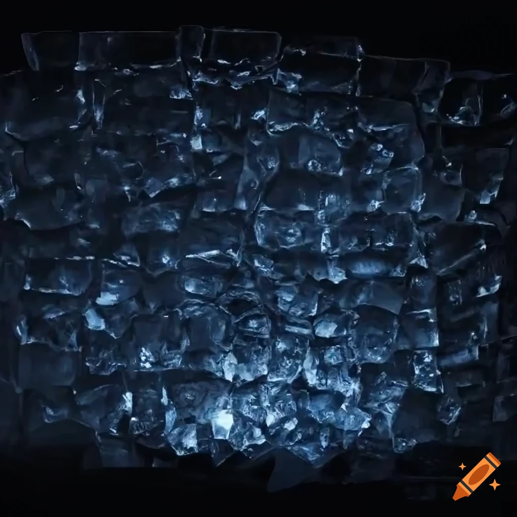 Ice block wall in a dark background