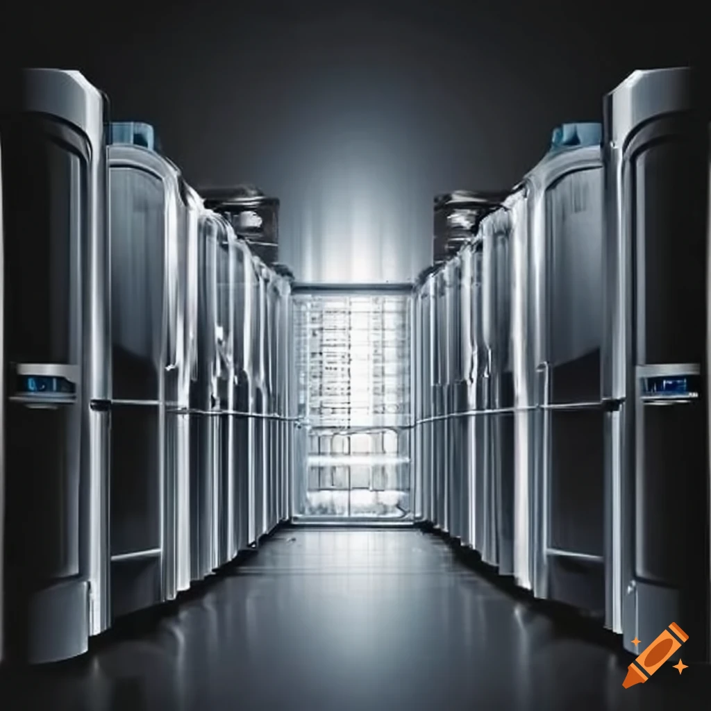 rows of refrigerators in a store