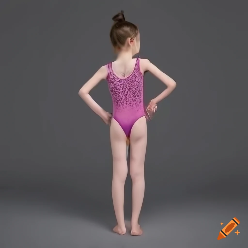 photorealistic depiction of a girl in leotards from behind