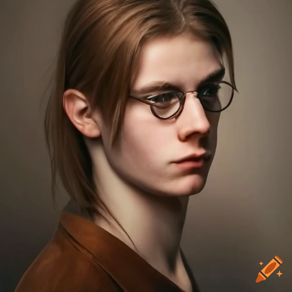 portrait of a stylish young man with glasses and long hair