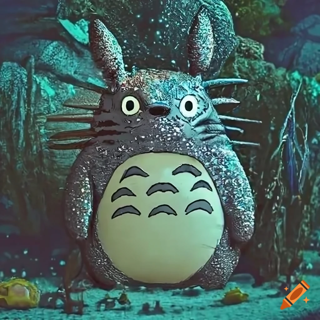 Totoro Blade Runner inspired glittery diorama