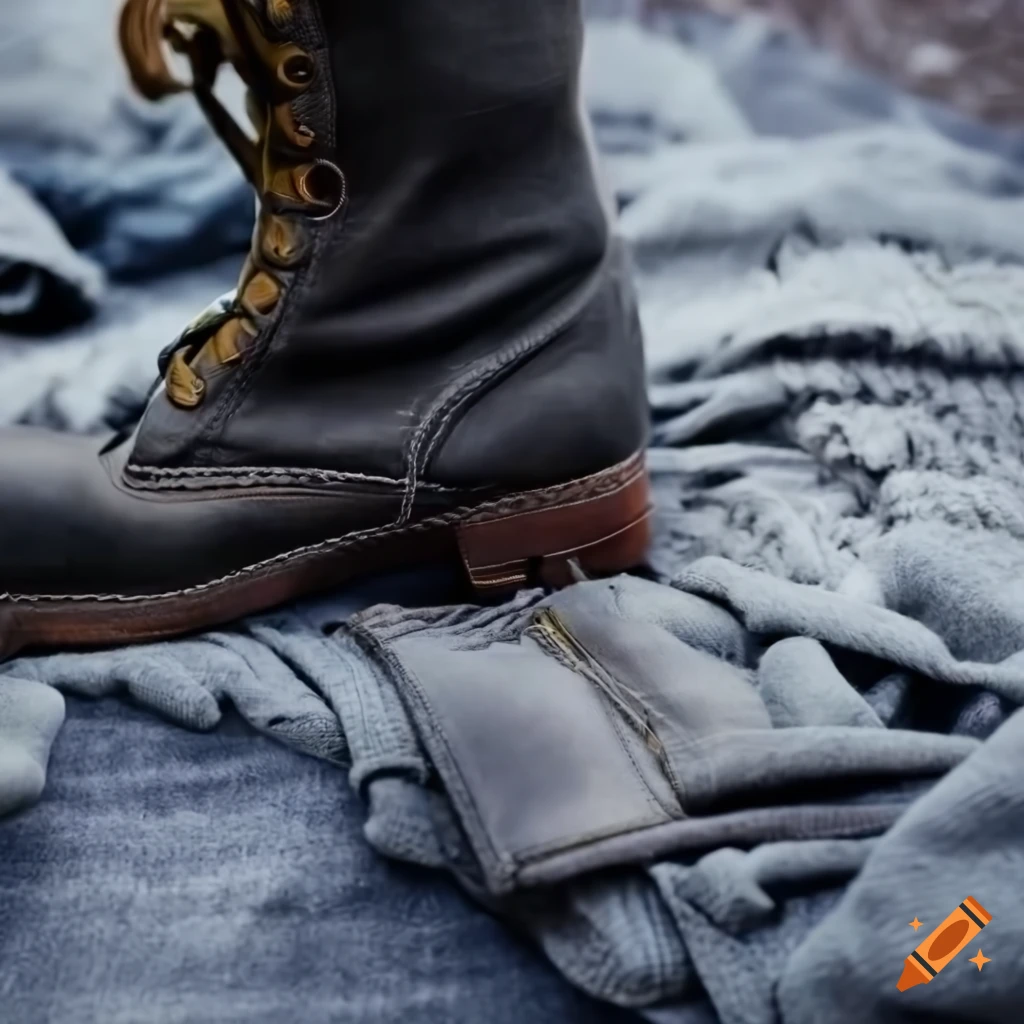 Closeup of a teenager's feet wearing work boots