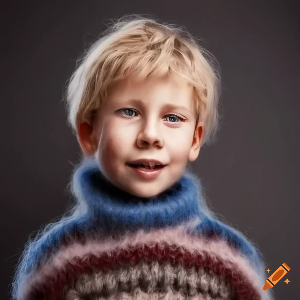 Blond boy in a cozy icelandic sweater