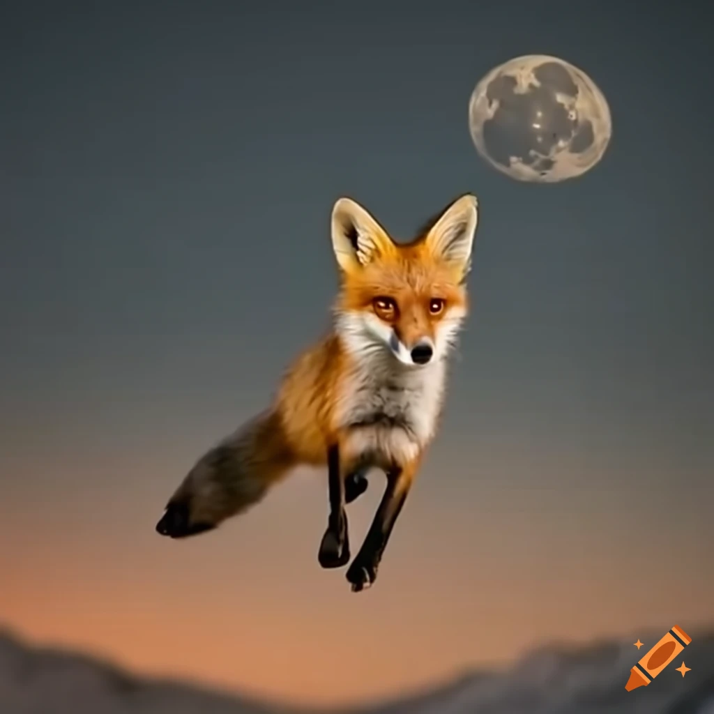 fox running on the moon