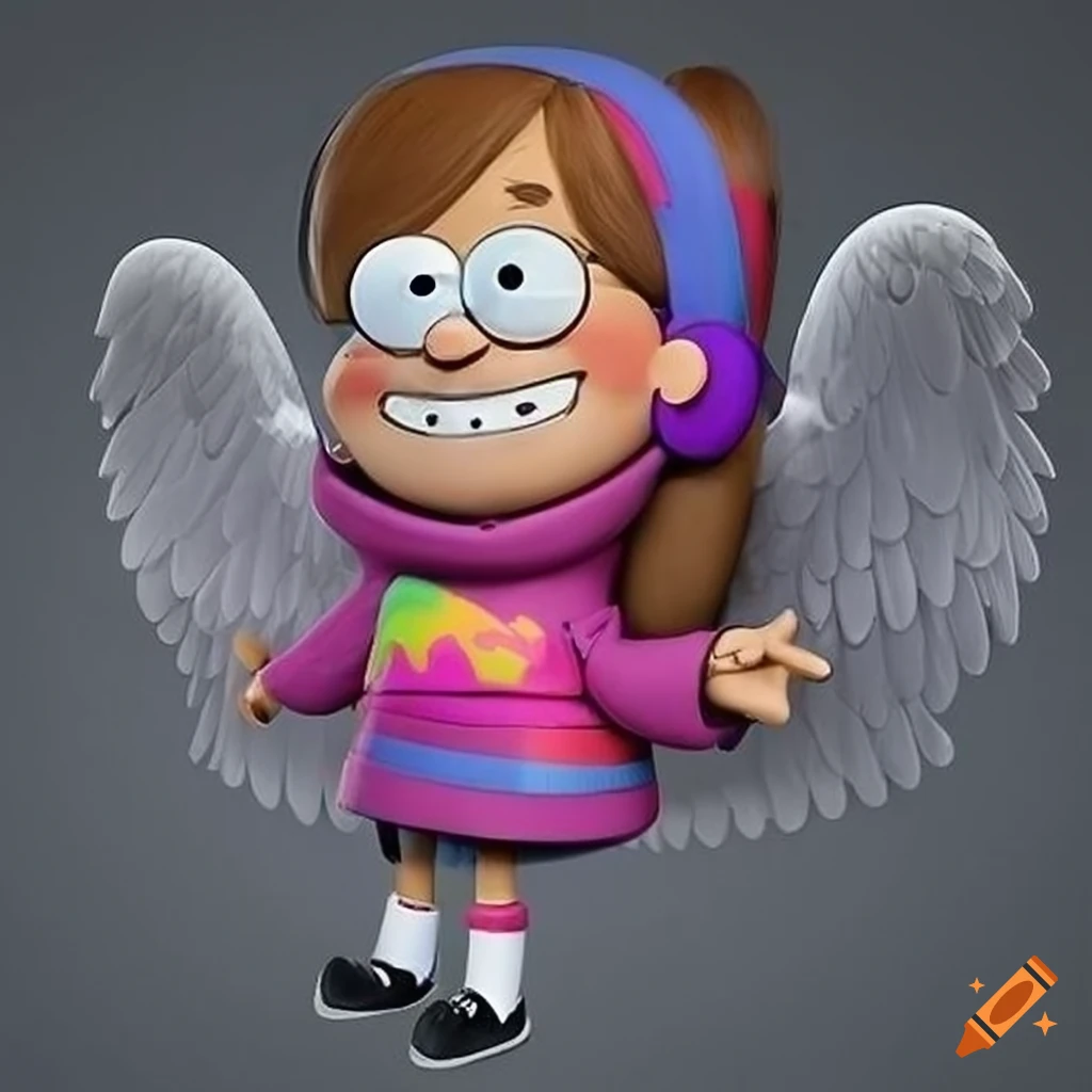 Photorealistic illustration of mabel pines with angel wings on Craiyon
