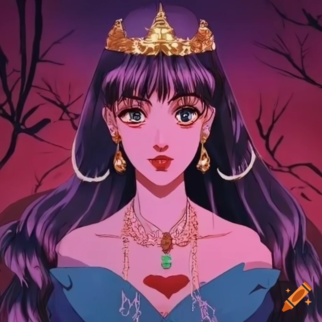 Book cover with abkhazian princess in 80s anime style