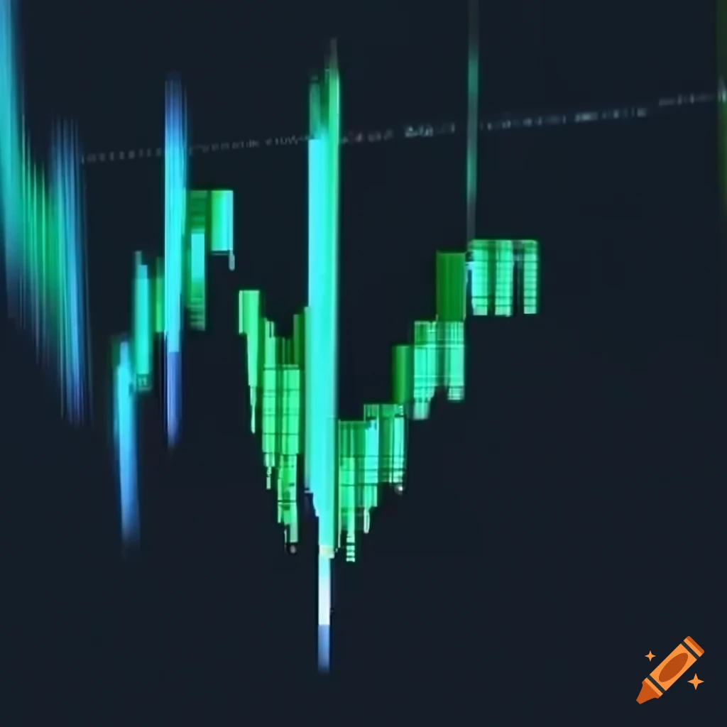 Black background with vertical green bar representing rising trend on