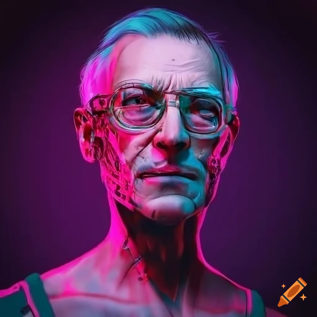 portrait of a mature cyberpunk businessman