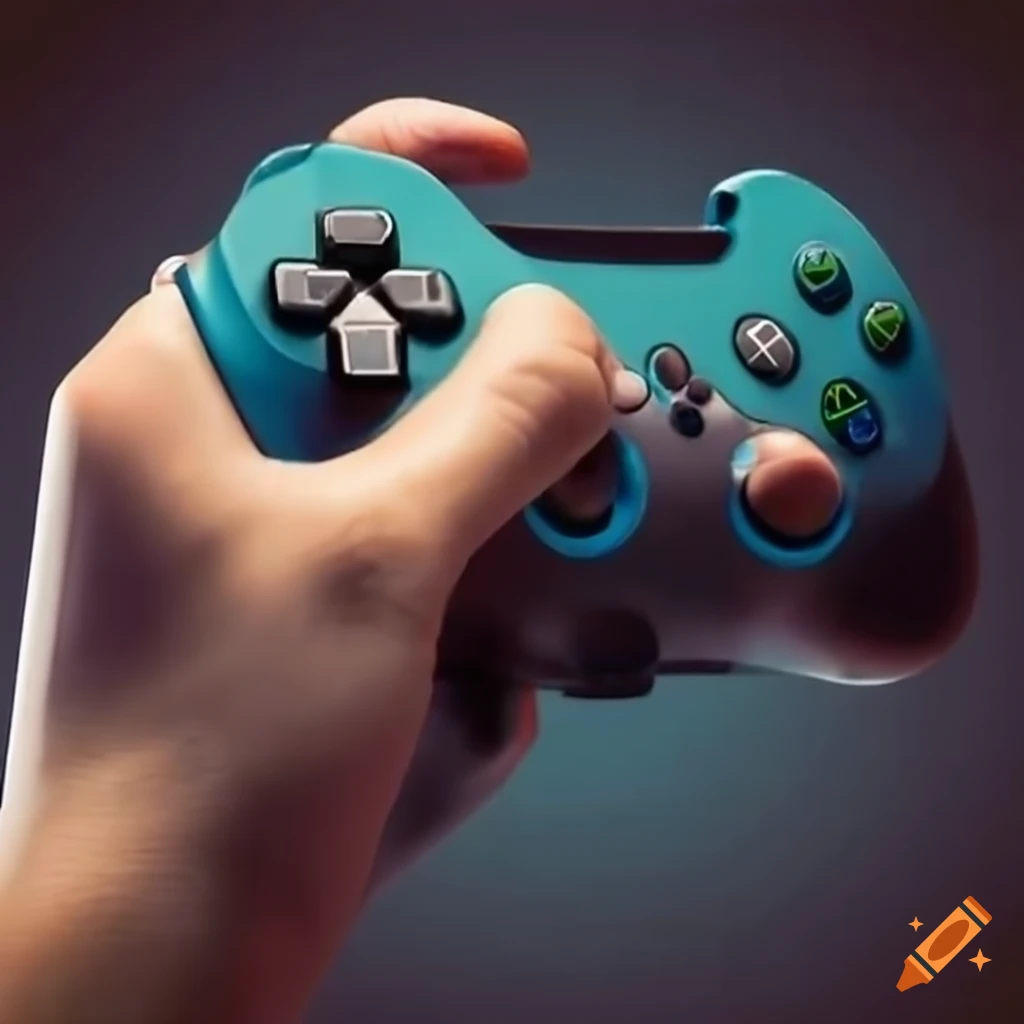 close-up of a hand holding a game controller