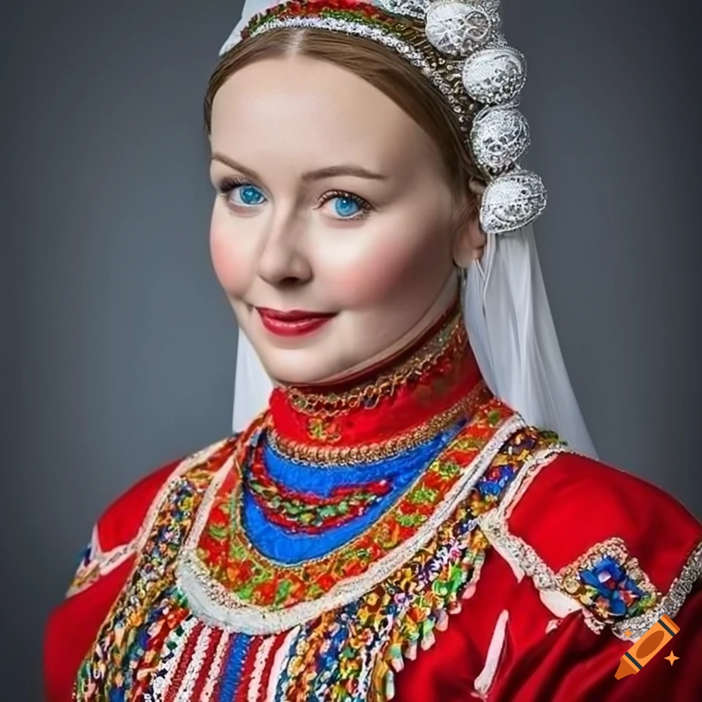 Russian woman in traditional folk costume on Craiyon