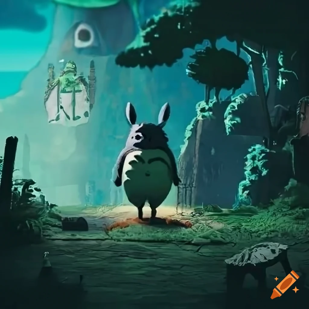 Totoro blade runner themed diorama video game on Craiyon