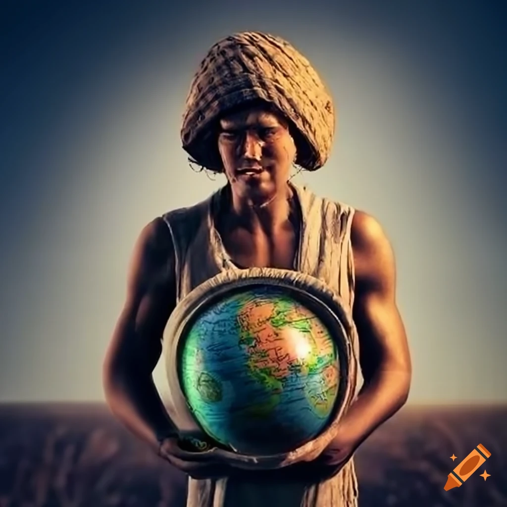 farmer holding the globe