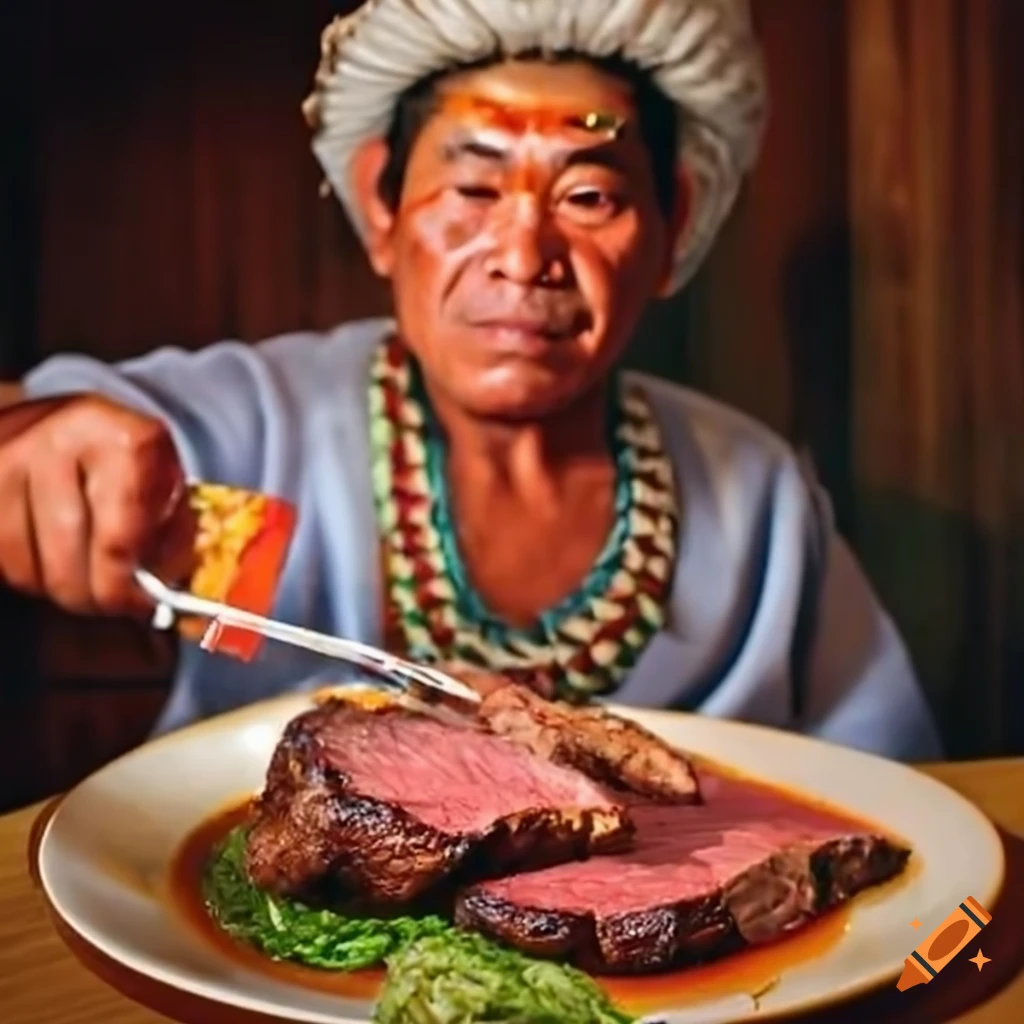 man enjoying a steak dinner