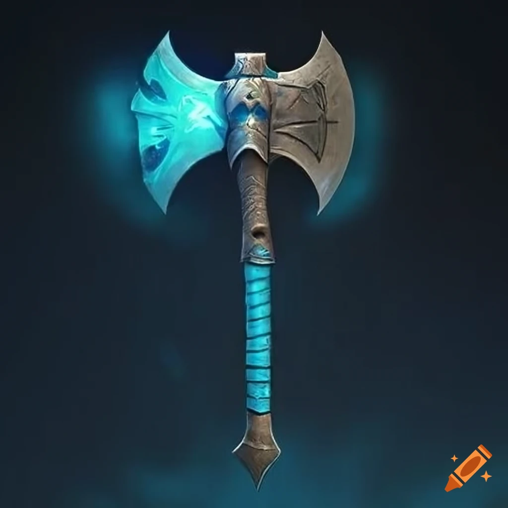 Image of a mystical symmetric battle axe on Craiyon