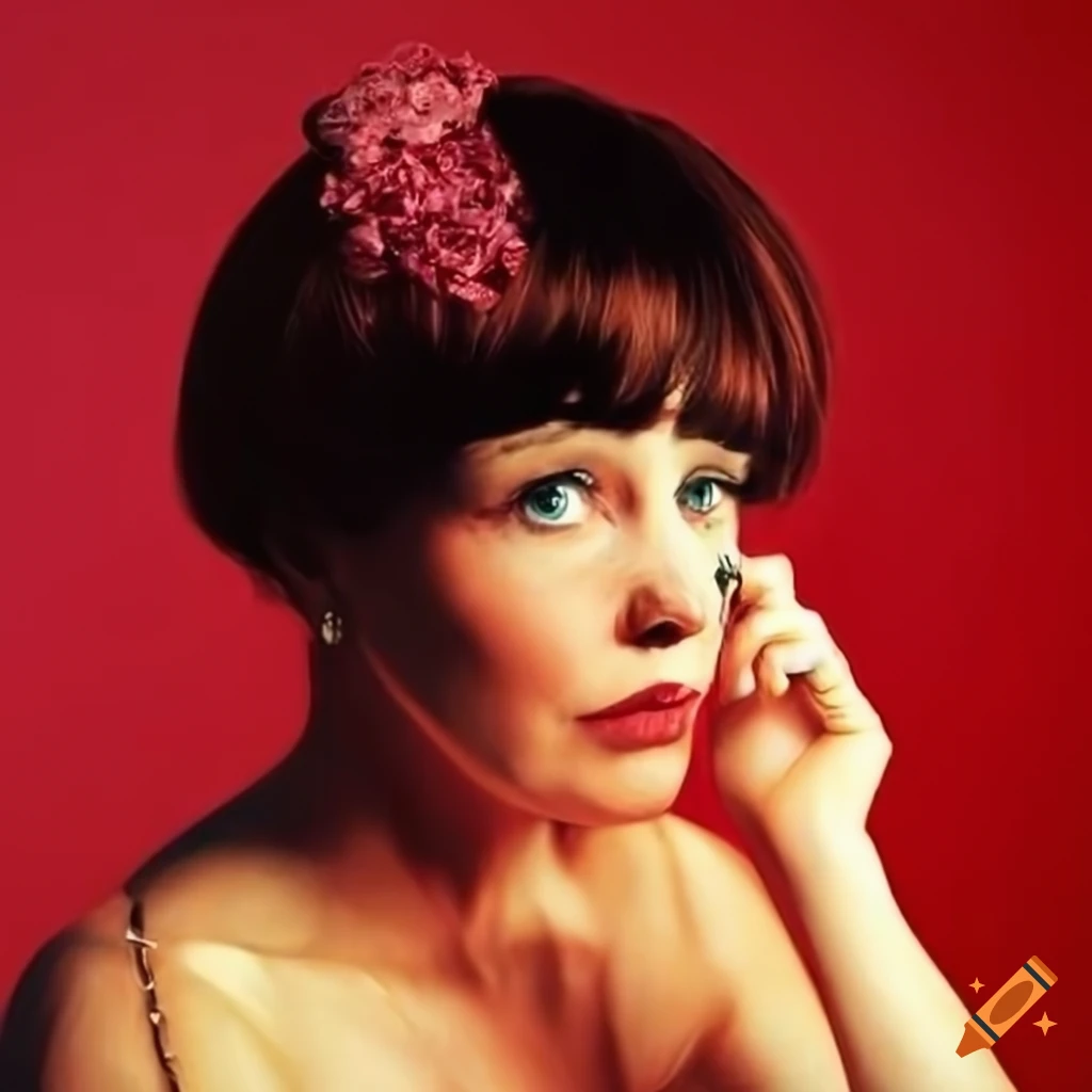 Cindy sherman inspired portrait of a woman with questions