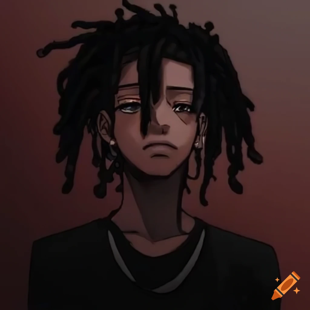 Profile picture of a black anime boy with dreads on Craiyon