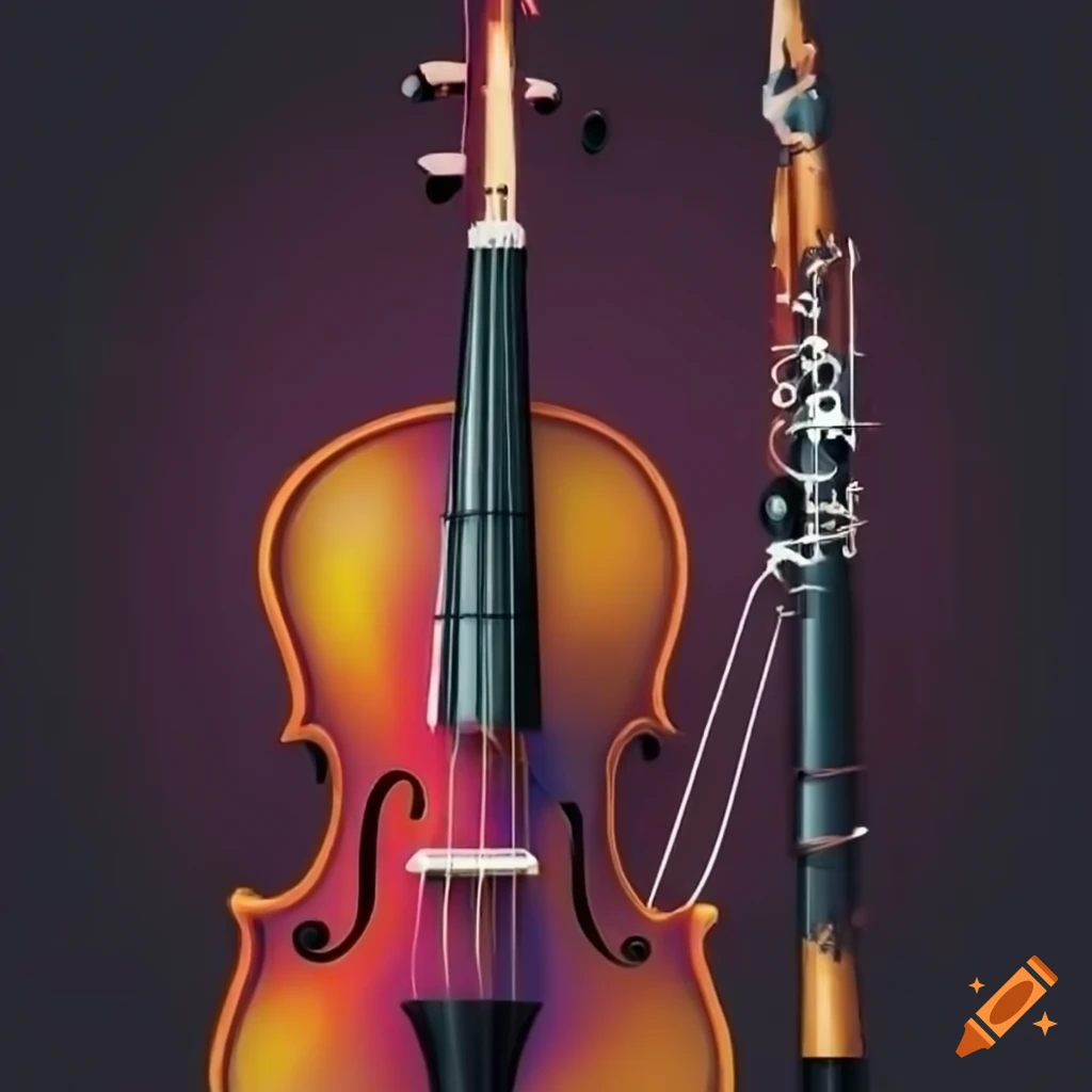 logo with realistic violin and clarinet