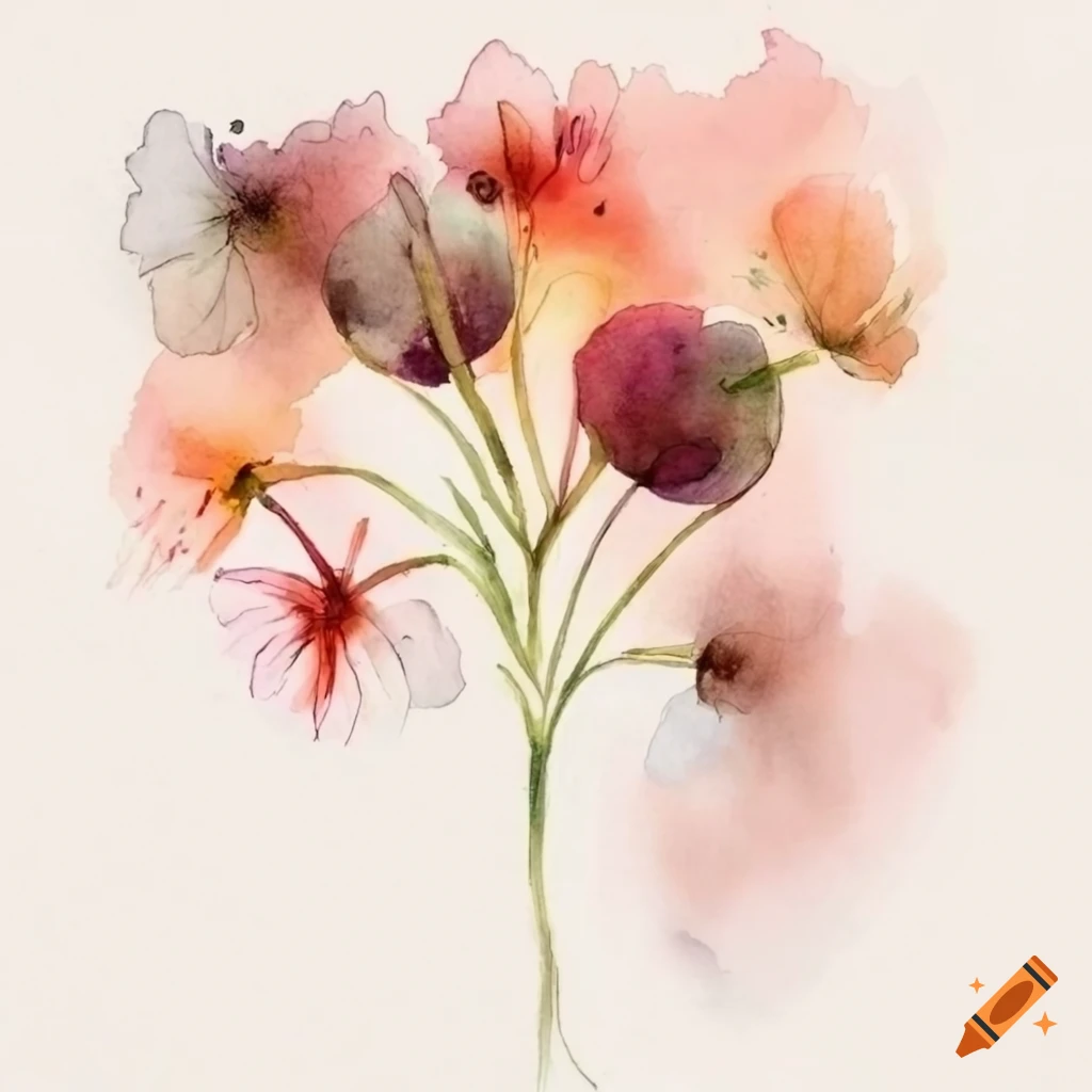 watercolor illustration of various wildflower stems