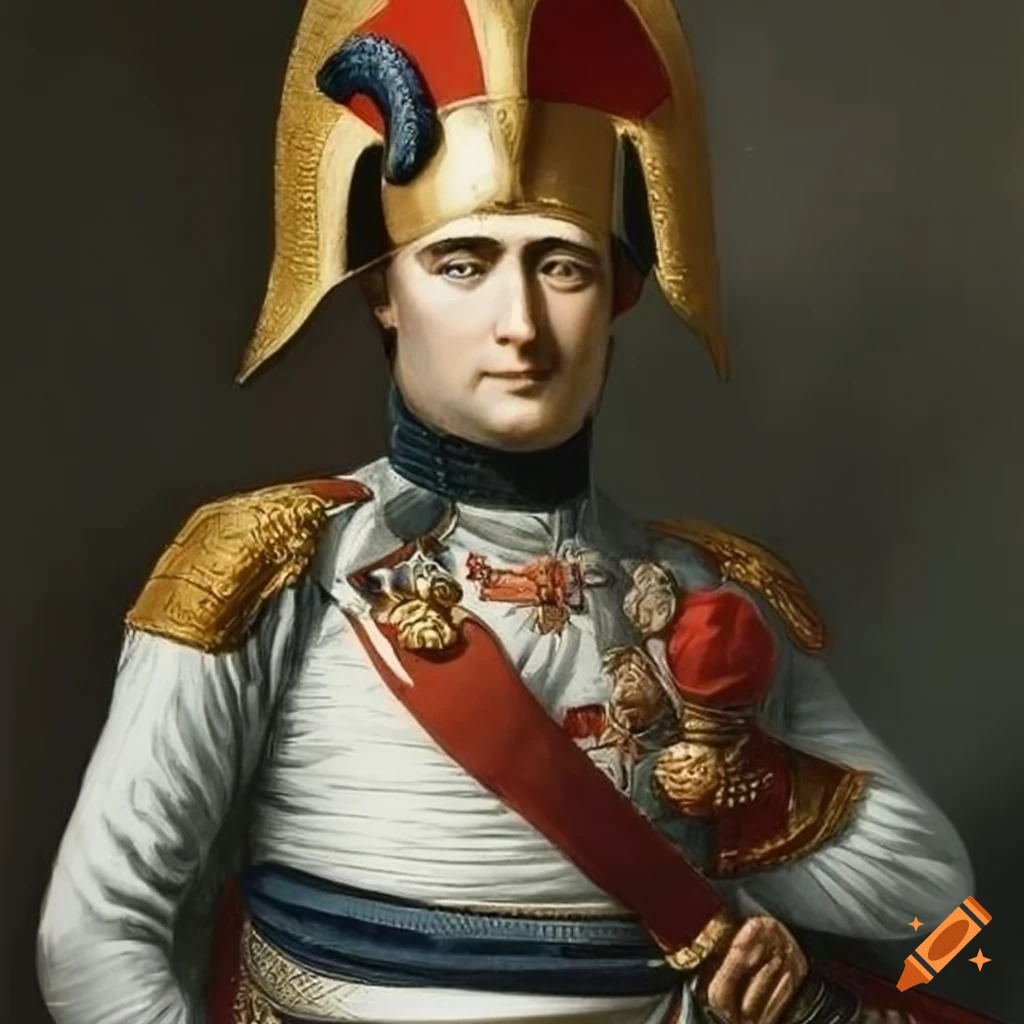 Portrait of napoleon bonaparte with a samurai helmet on Craiyon