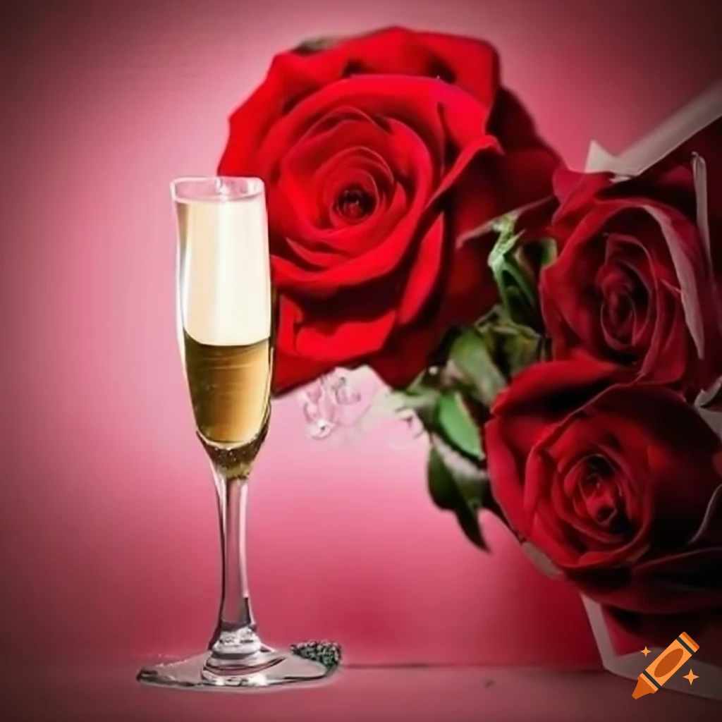 red roses and champagne for a romantic gesture