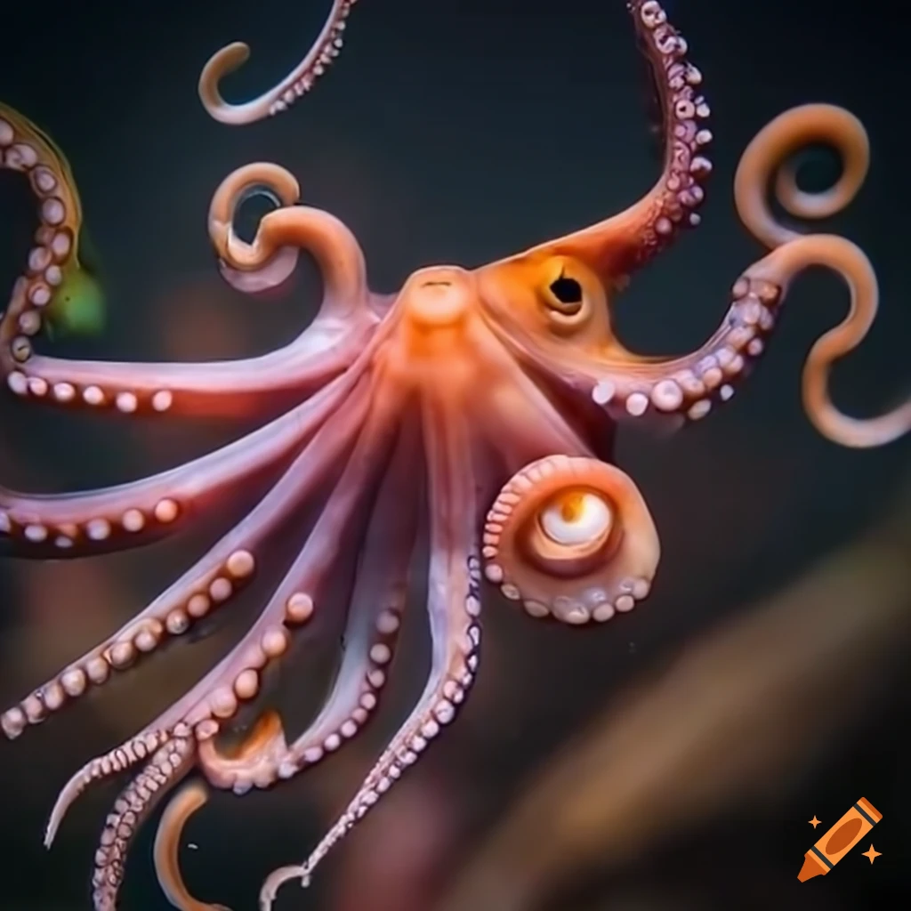 Photo Of A Determined Octopus Swimming On Craiyon