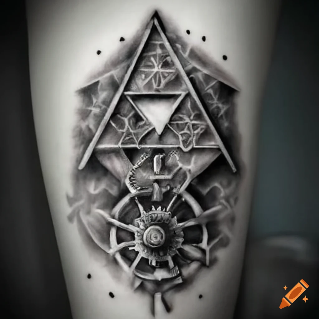 Geometric black tattoo on the left upper arm - Tattoogrid.net