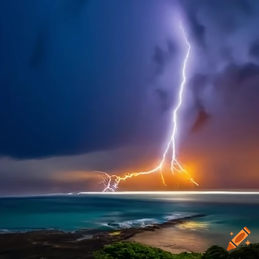 Lightning over hawaii on Craiyon