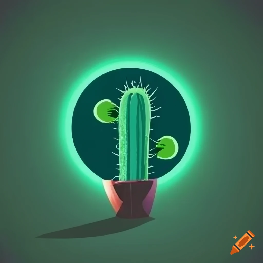 Dark green logo with a cactus on craiyon