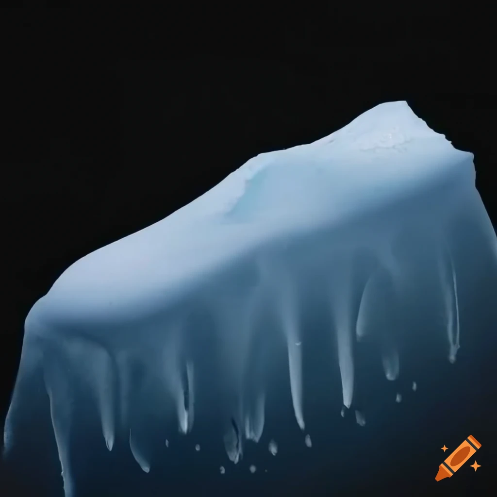 melting ice columns on black background