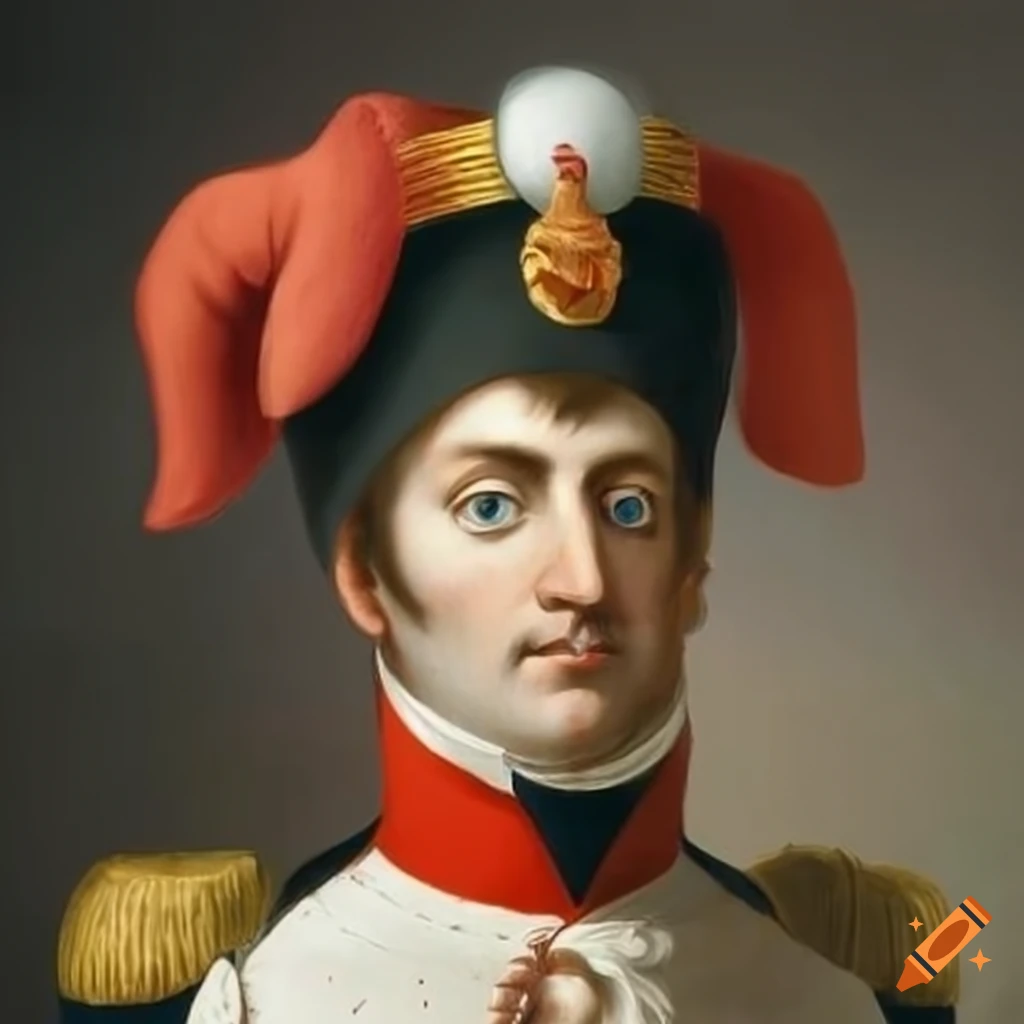 Satirical depiction of napoleon with a funny hat on Craiyon