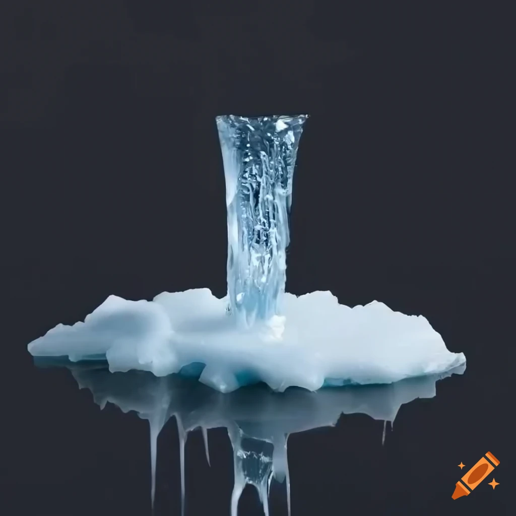 melting ice columns on black background