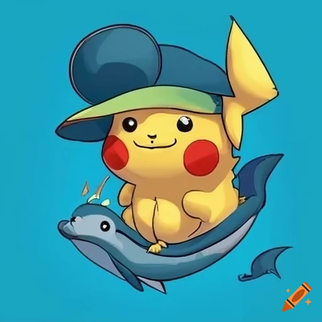 Pikachu wearing a dolphin hat