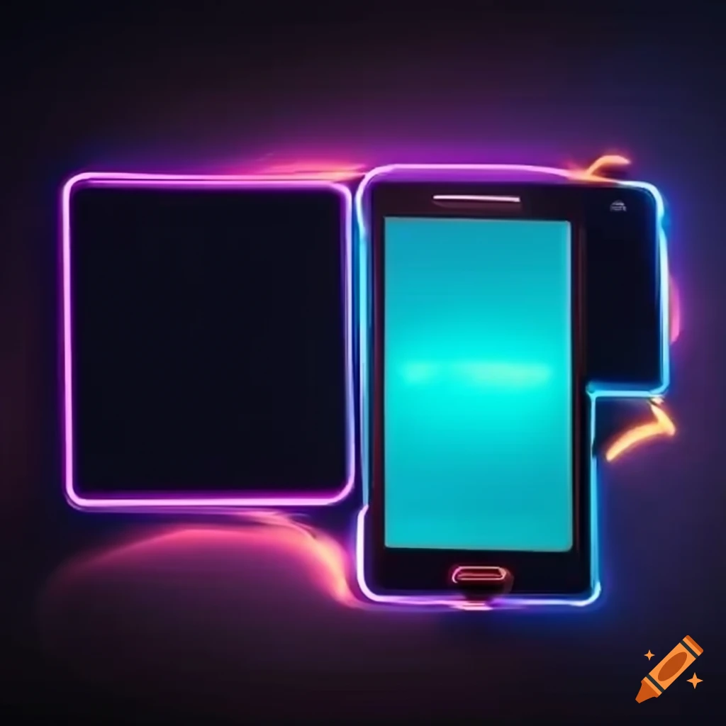 neon style devices - mobile, computer, tablet