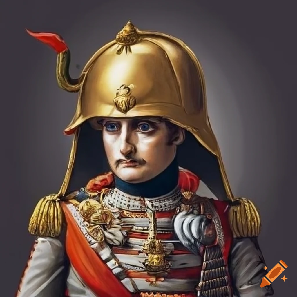 Napoleon bonaparte wearing a samurai helmet on Craiyon