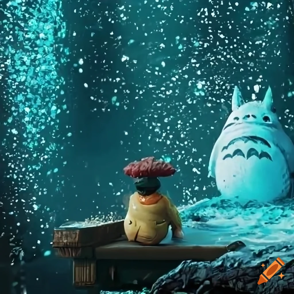 Diorama of totoro blade runner video game