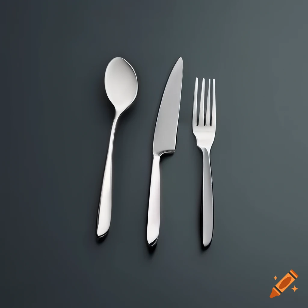 set of sleek stainless steel cutlery