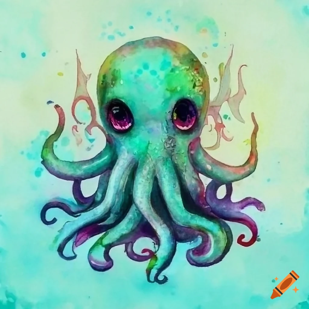 Cute illustration of cthulhu on Craiyon